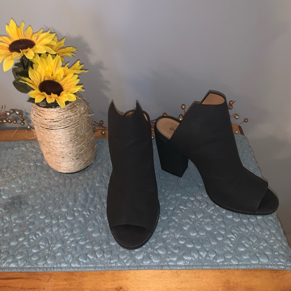 2/$35 Qupid Black Peep Toe Mule